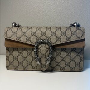 Gucci Beige/Gray GG Supreme Dionysus Shoulder Bag Medium